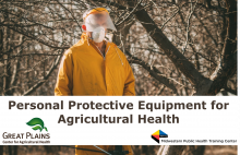 Image of man in a forest wearing personal protective equipment, overlaid with the course title