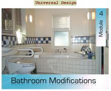 Interior view of a bathroom with course title overlaid